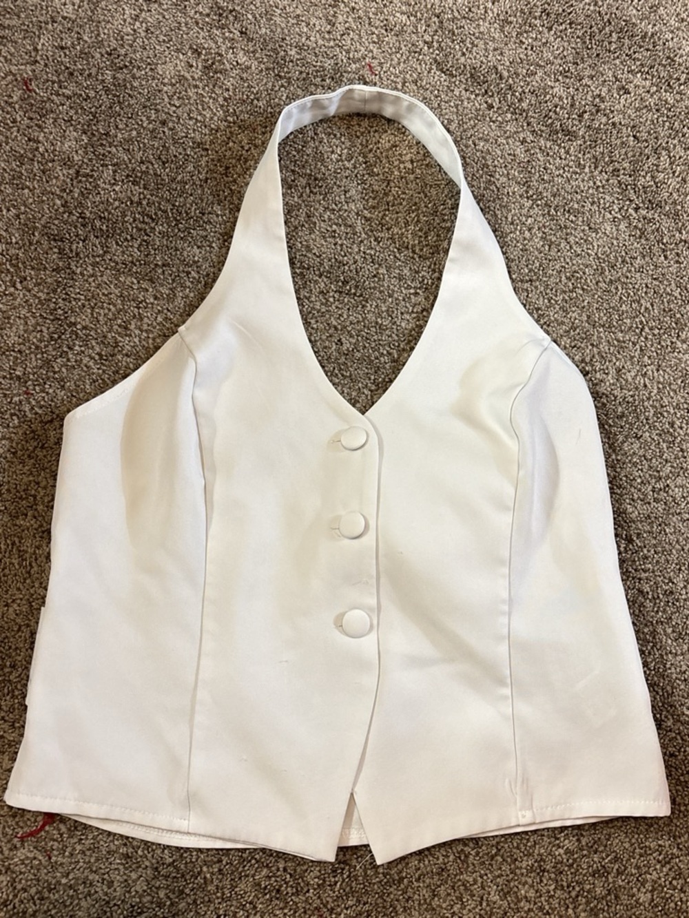 SHEIN White Halter Button-Front Crop Top
